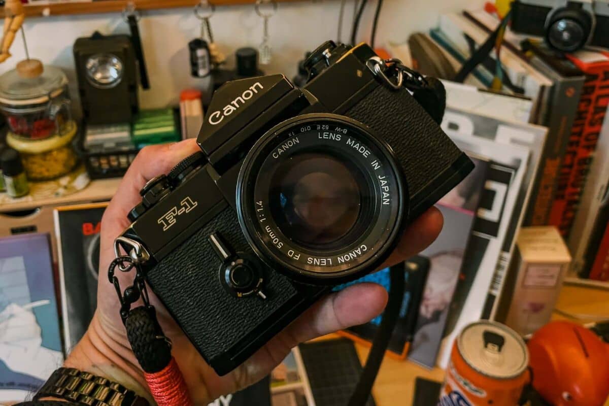 The Canon F-1 is big and heavy, a camera made of brass and glass. It's fully mechanical with no automated features. To use it properly, you must slow down, think, focus, compose, dial up the proper shutter speed, open or close the lens, and wind the film to the next frame. It's a camera that requires everything from the photographer, and in return, it offers an amazingly satisfying analog experience and very, very nice photographs.