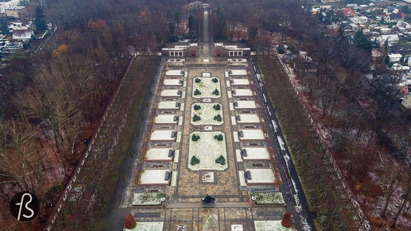 The Soviet War Memorial in the Schönholzer Heide is the final resting place of more than 13.000 soldiers and officers that fell during the Battle of Berlin. It was designed by a group of Soviet architects consisting of A. Solowjew, M. Belarnzew, W. D. Koroljew and the sculptor Iwan G. Perschudtschew.