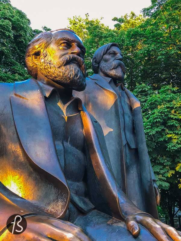 The park's primary focus is Engels and Marx's statues, surrounded by a relief showing some scenes of the history of communism in Germany. Today, the figures are somewhat hidden among the trees next to the Spree, and this happened due to some construction work on the U5 U-Bahn line, and the monument was moved to where it stands now. Hopefully, it will be placed in its original place in the future.