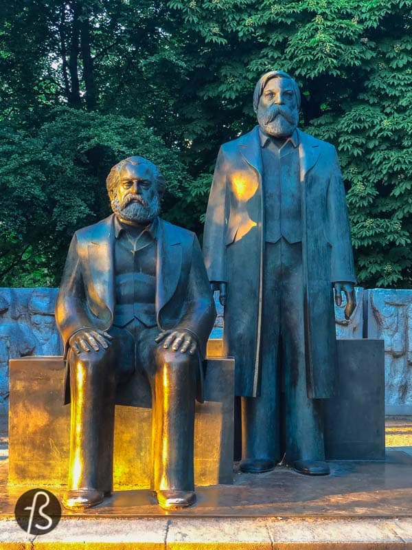 The park's primary focus is Engels and Marx's statues, surrounded by a relief showing some scenes of the history of communism in Germany. Today, the figures are somewhat hidden among the trees next to the Spree, and this happened due to some construction work on the U5 U-Bahn line, and the monument was moved to where it stands now. Hopefully, it will be placed in its original place in the future.