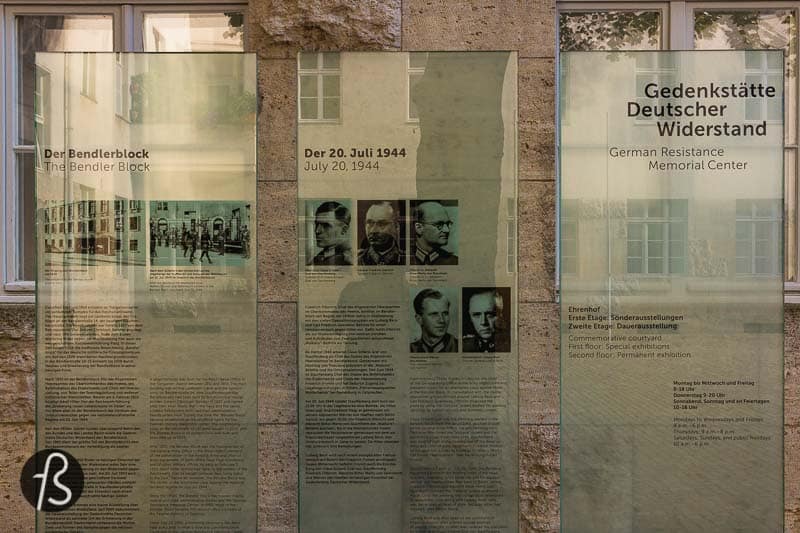 The courtyard where Claus von Stauffenberg and his fellow conspirators were executed now houses the Memorial to the German Resistance. It was opened in 1980, and its intention is to commemorate those members of the German Army who tried to assassinate Adolf Hitler in July 1944.
