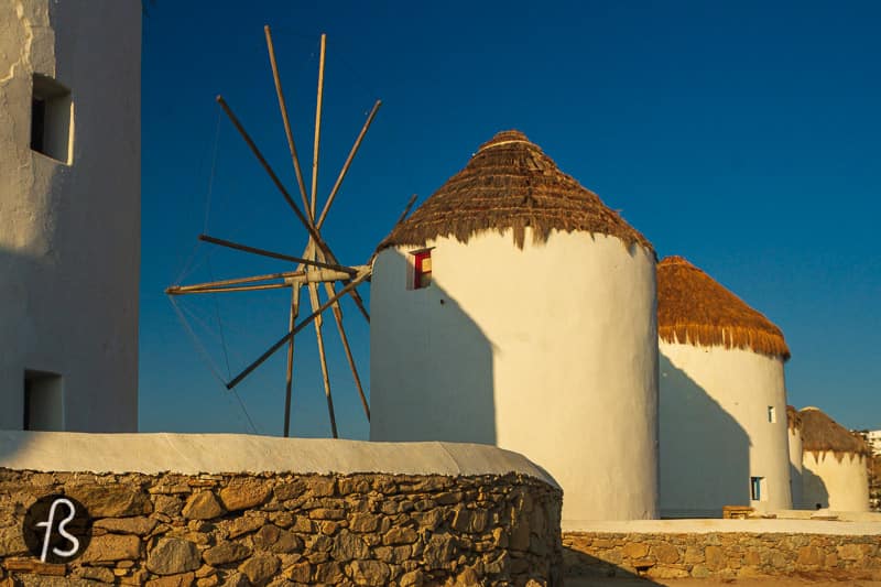 Windmills were spread throughout the Cycladic islands due to a wind that blows north, known in the area as Meltemi. This wind was used to produce flour from wheat and barley used in Mykonos and transported by ships to other regions in Greece and abroad. We got familiarized with this wind once our ship reached Mykonos, and everything started to shake around us.