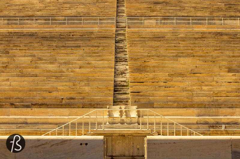 In 338 BC, Lykourgos took over the city's finances. They decided to build a venue that would be appropriate for the games. The area owner was Denies, and he was convinced by Lykourgos to donate the land to the city, and the works started after that.